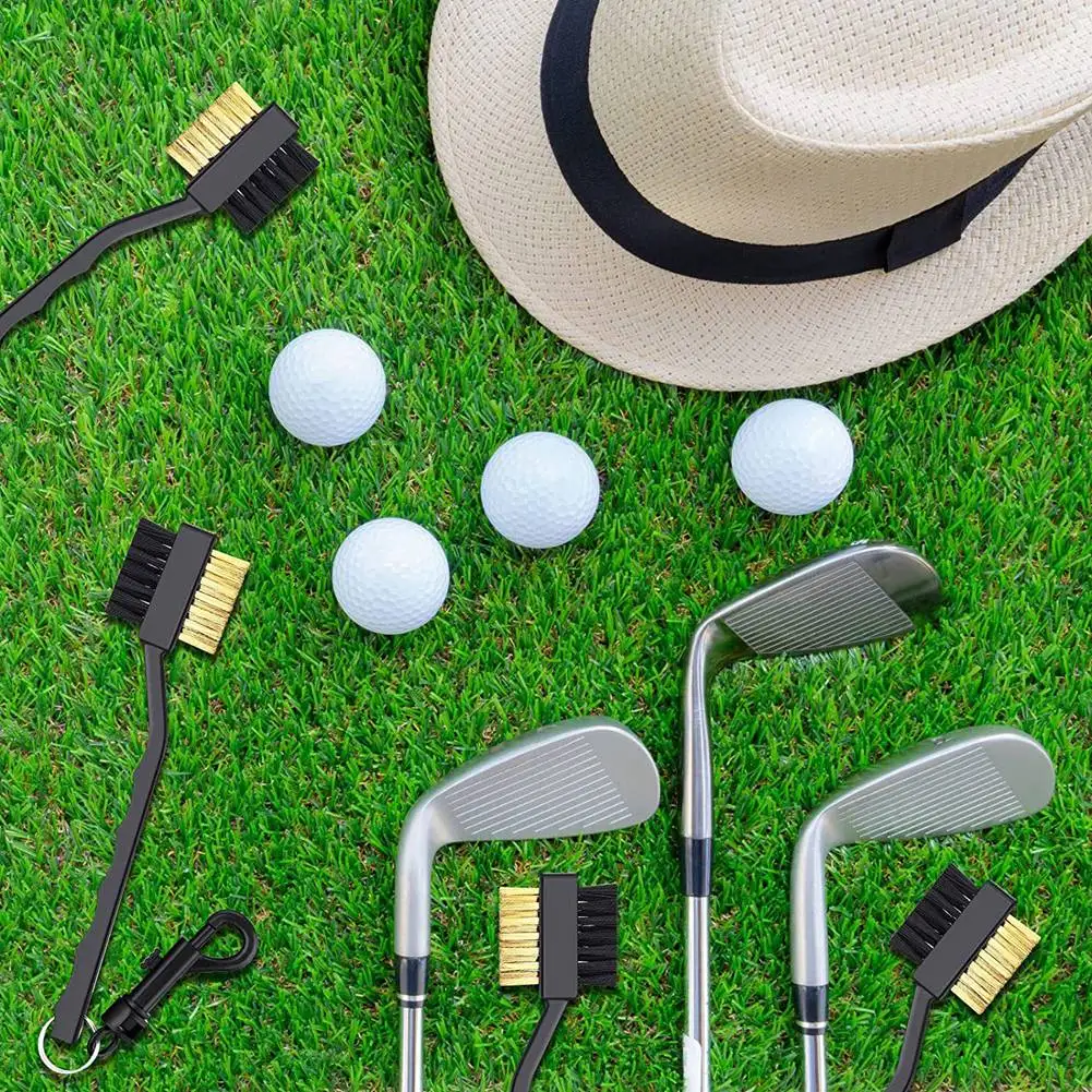 

B72A 15 шт. щетка для гольф-клуба и очиститель канавок для клюшек, двухсторонний очиститель канавок с зажимами, черный