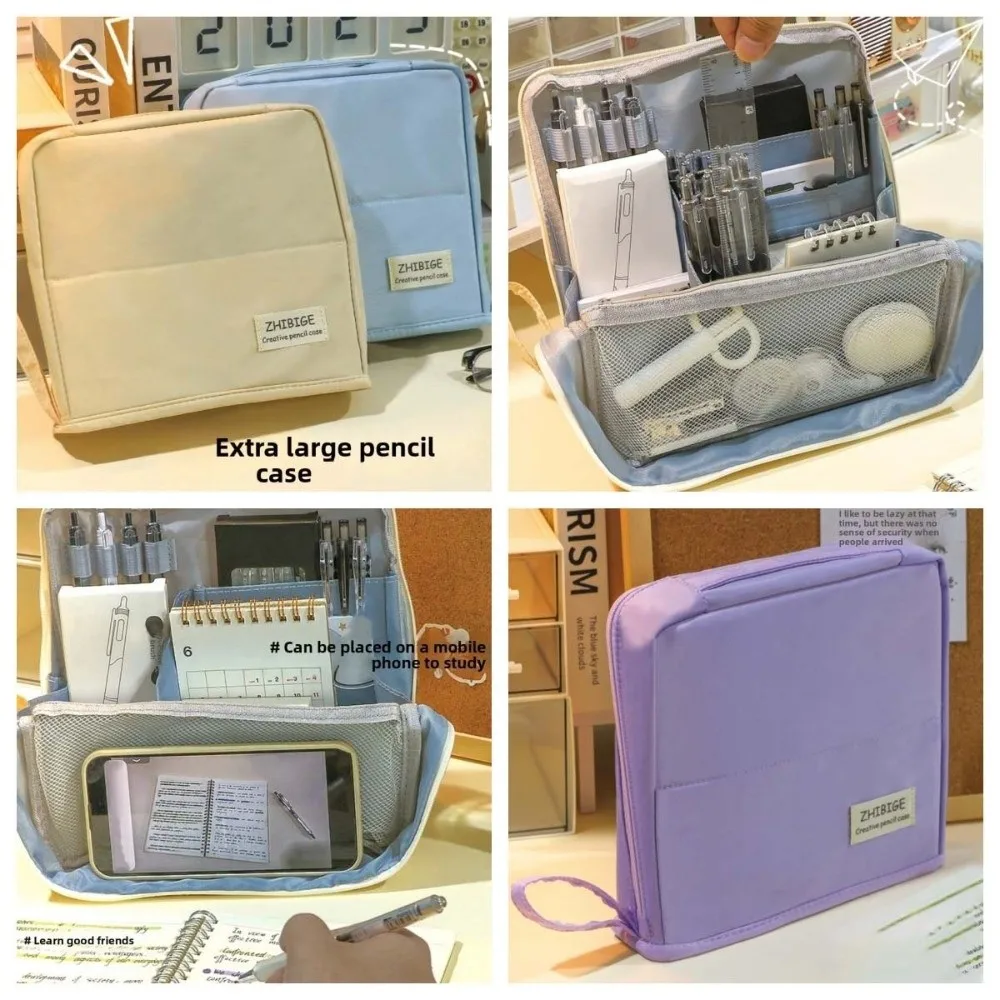 Large Capacity Folding Pencil Case Multilayer Aesthetic Stationary Holder Cosmetics Storage Zipper Pencil Box Children Gift