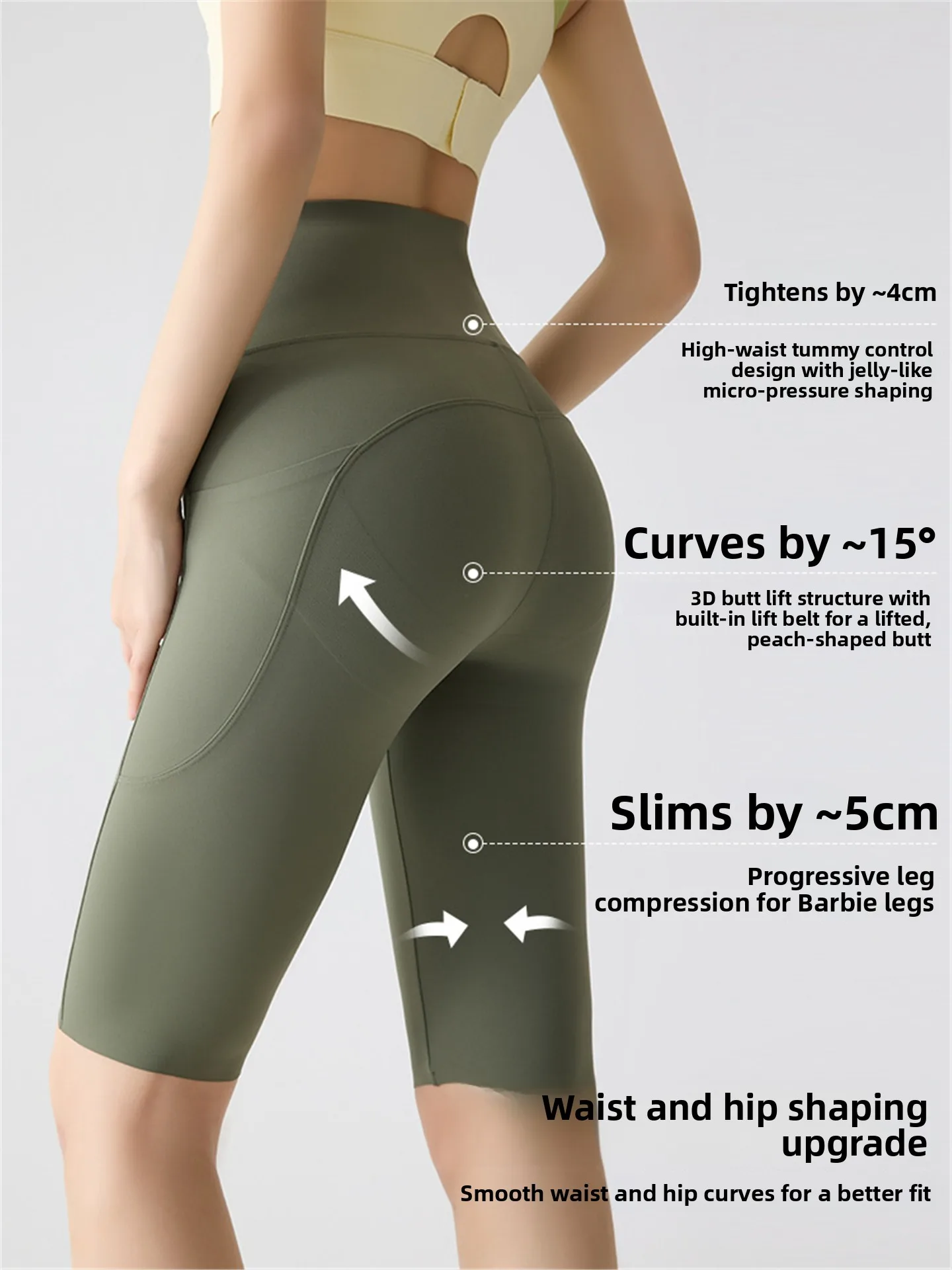 กางเกงโยคะเอวสูงผ้าไหมน้ำแข็ง 5 นิ้ว สำหรับฤดูร้อน ผ้าบาง ระบายอากาศดี แฟชั่นสำหรับผู้หญิง