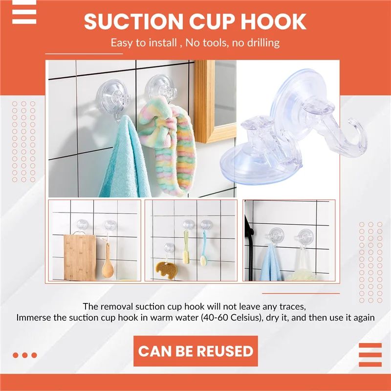 

A34R Large Transparent Reusable Heavy Duty Vacuum Suction Cup Hook