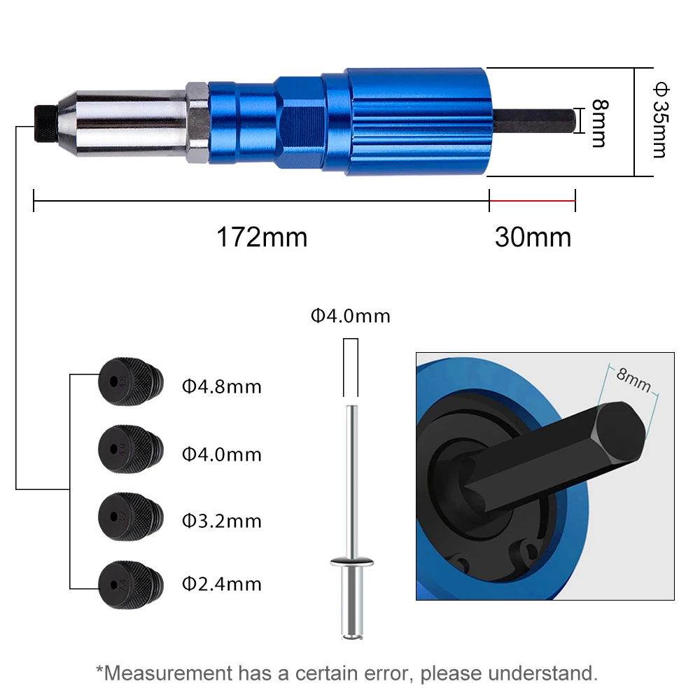 Rivet Gun Conversion Head Electric Riveting Gun Convertor For Wood/ Steel/china Holes Installation Tool