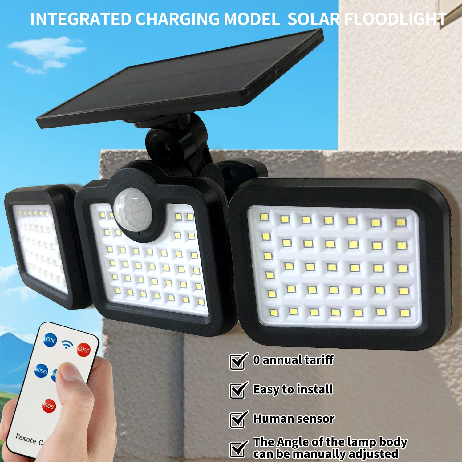 

solar outdoor lights 태양광 led 야외조명 luz solar para exterior 108LED Split Solar Light IP65 Waterproof with Motion Sensor Floodlight