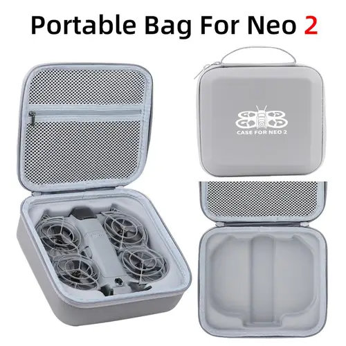 Imagen 2 del producto Funda protectora portátil para Dron DJI NEO 2, bolsa de almacenamiento dura a prueba de golpes, accesorios para Dron, organizador de transporte de viaje, negro/gris