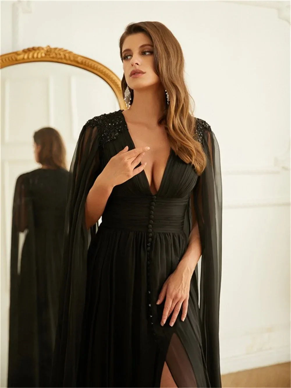 Abiti da cerimonia con maniche lunghe Abito da cerimonia nuziale Donna Elegante abito da sera di lusso Abito personalizzato Occasione di ballo 2024