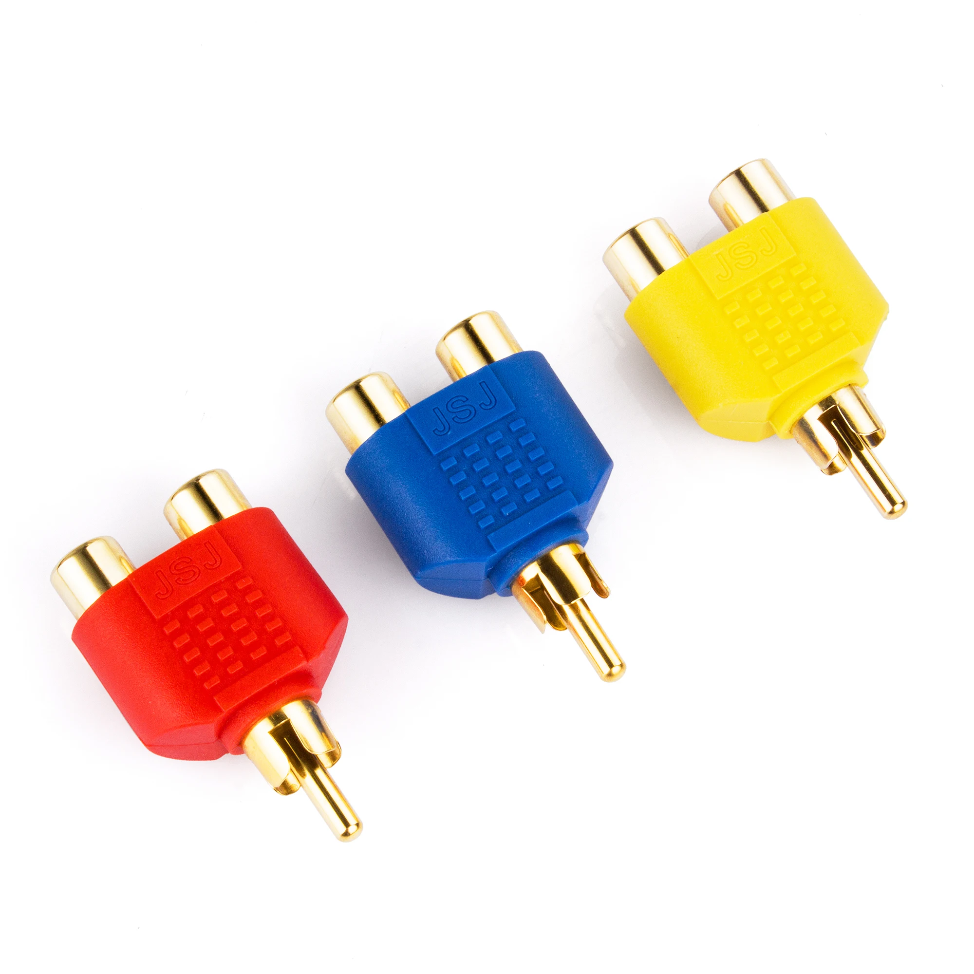

24K Gold RCA Y Splitter 1 Male to 2 Female Adapter for TV DVD VCR Camera Amplifier Audio Video AV Cable Converter High Quality