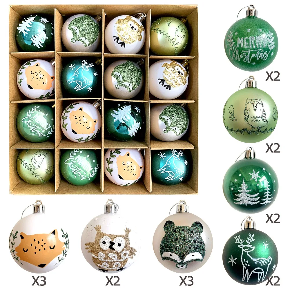 

16/45PCS Fashion Plastic Christmas Ball Set Electroplated 3-6cm Xmas Ornament Ball Painted Hanging Christmas Tree Balls Party