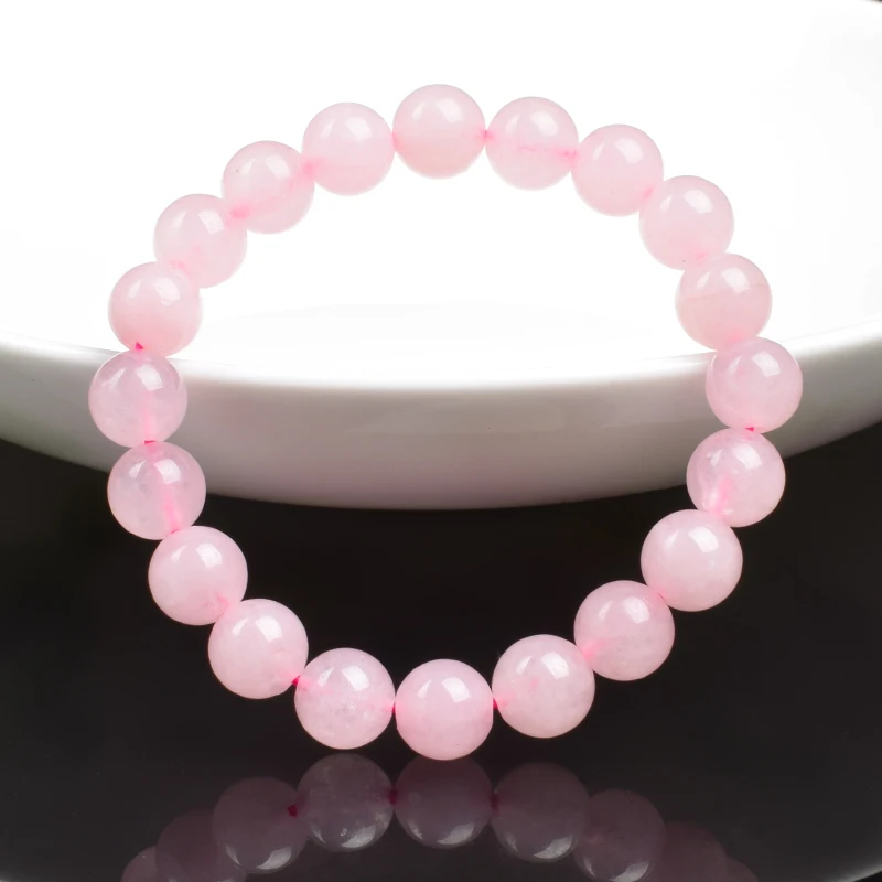 Natural Pink Crystal Bead Bracelet Real Rose Quartzs Natural Stone 6mm 8mm Round Beads Bracelet Women Men Energy Healing Jewelry