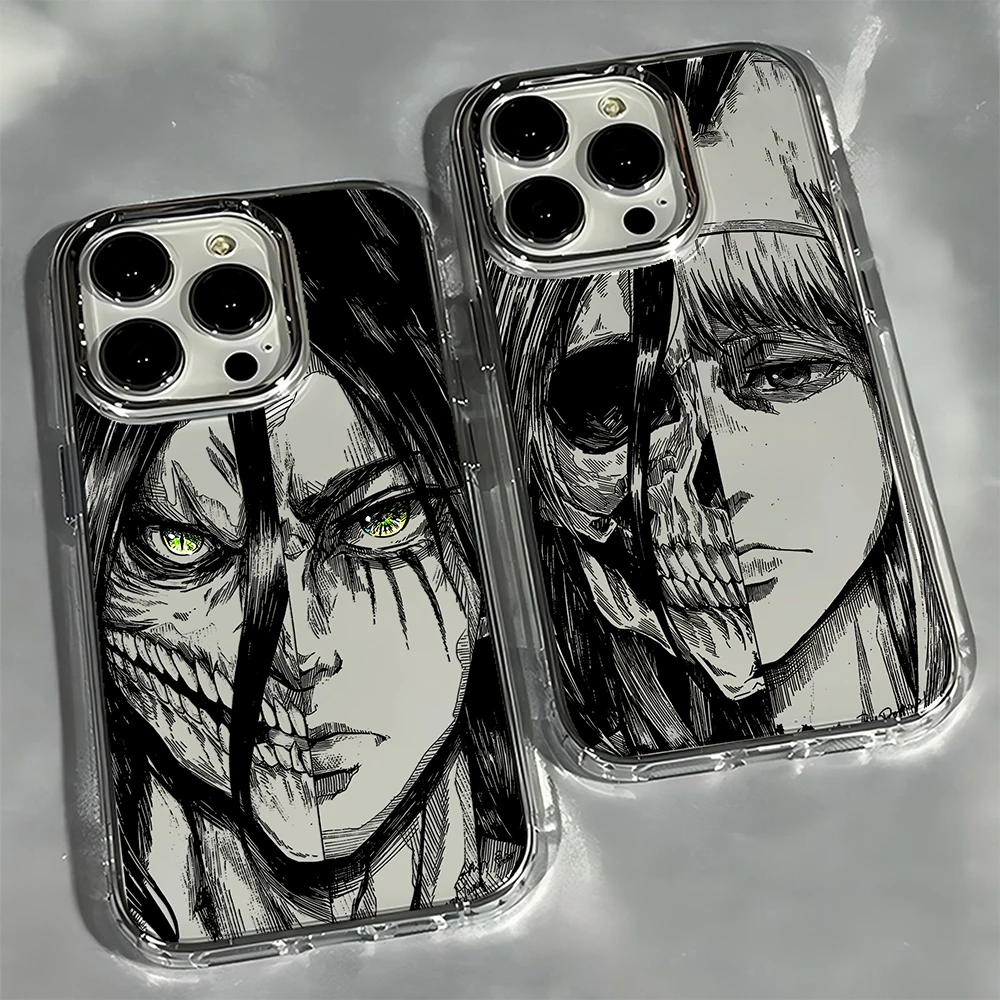 Anime quente preto ataque em titã caso de telefone para iphone 17 16e 16 15 14 13 12 11mini pro max x xr xsmax 8 7 ar mais capa macia