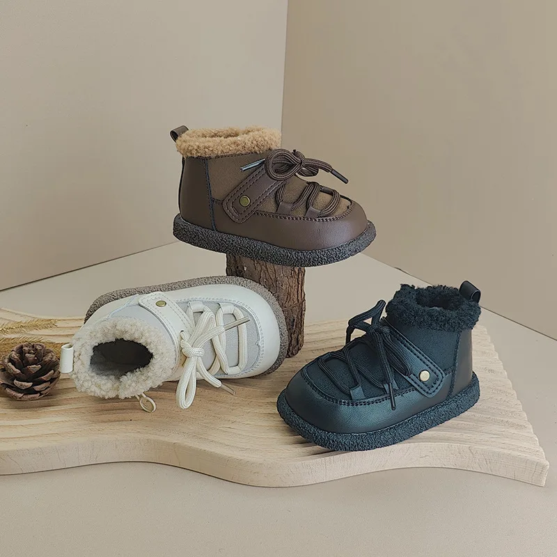 

Fashion Baby Shoes 2025 Winter New Kids Snow Boots Comfort Soft Soled Boys Ankle Boots Simple Anti Slip Girls Baby First Walkers