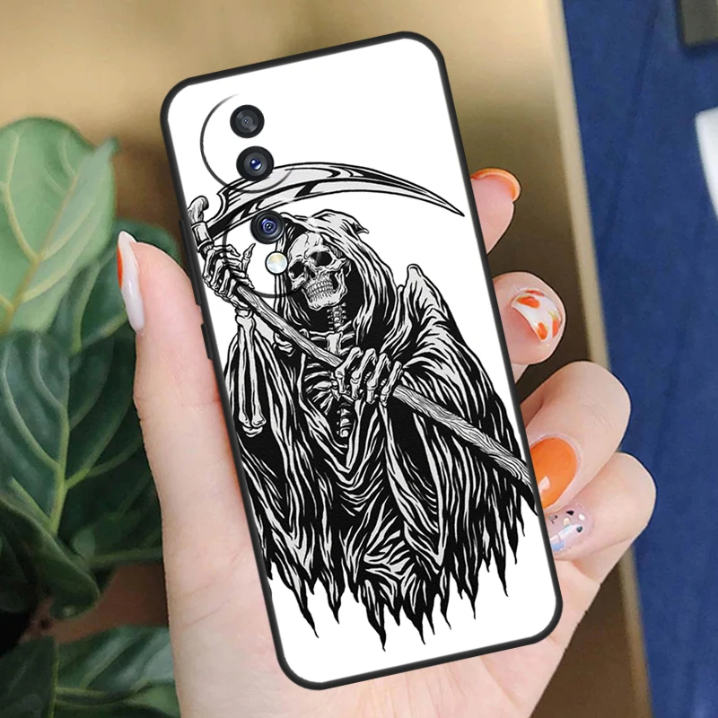 Death Grim Reaper Skull Phone Case For Honor 90 Magic 5 Lite 70 50 Honor X8 X6 X7 X9 a 9X 8X Magic 5 Pro Back Cover