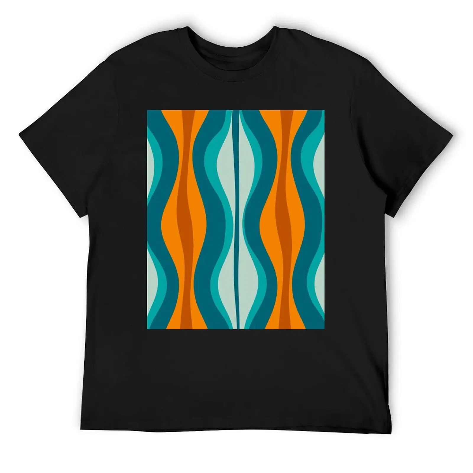 Hourglass Abstract Midcentury Modern Pattern in Orange, Rust, Aqua, Turquoise, and Teal T-Shirt oversized Men's t shirts