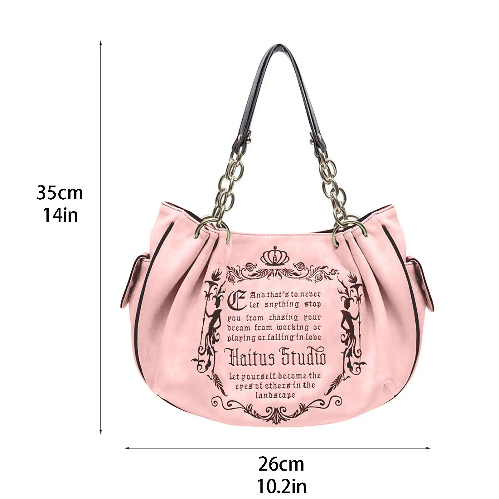 Small Design Retro Art Gothic Letter Large Bag Embroidery Large Capacity Chain One Shoulder Handheld Tote Bag