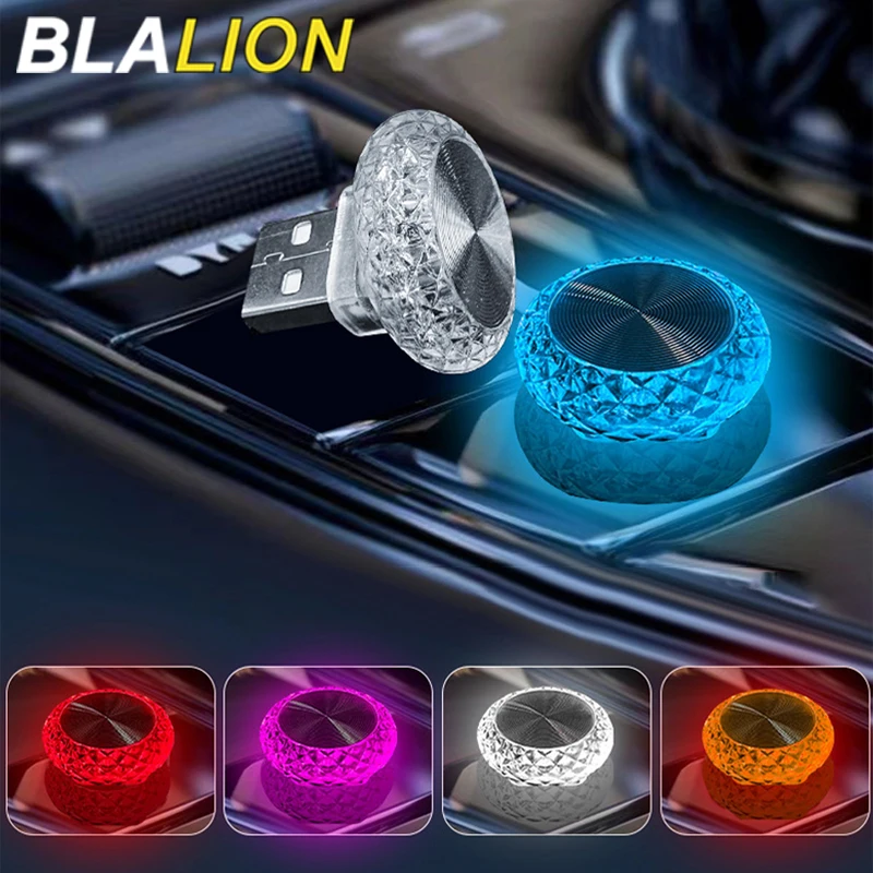 BLALION Portable Car USB Ambient Light Mini LED Decorative Atmosphere Lamps Interior Environment Light Computer Light Plug Play