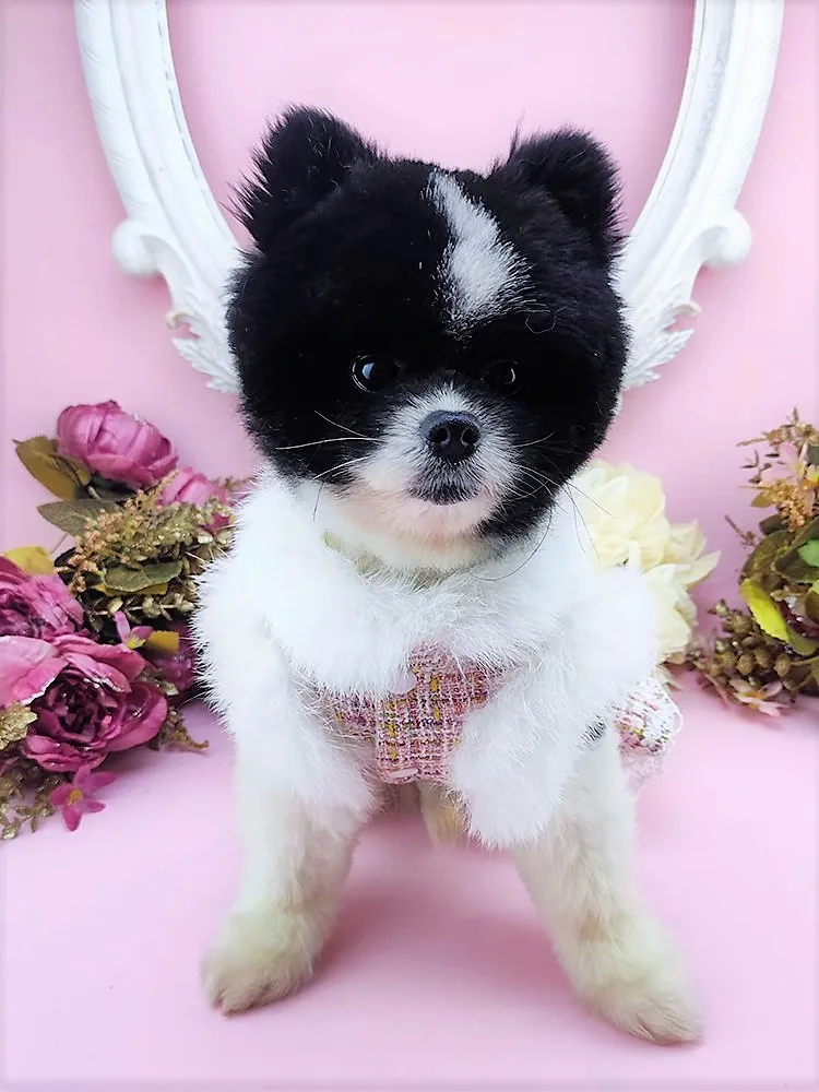 Handmade Dog Clothes Pet Supplies Imitation Rabit Hair Collar Coat Dress Rich Young Lady Style Unique Apparel Festival Party