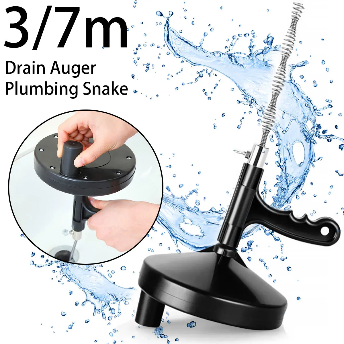 3/7M Manual Pipeline Dredging Sewer Cleaning Auger Sink Clog Remover Drain Pipe Blockage Plumbing Tools Bathroom Cleaning Tools