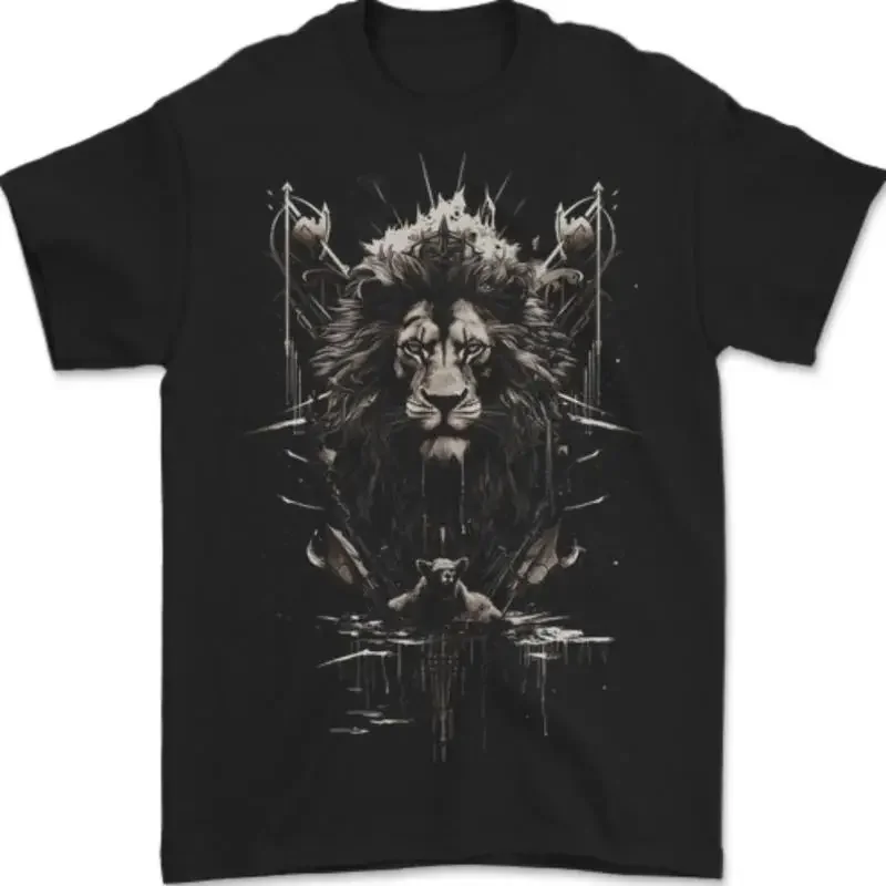 An Artistic Lion And Grizzly Bear Cub Mens T-Shirt 100% Cotton