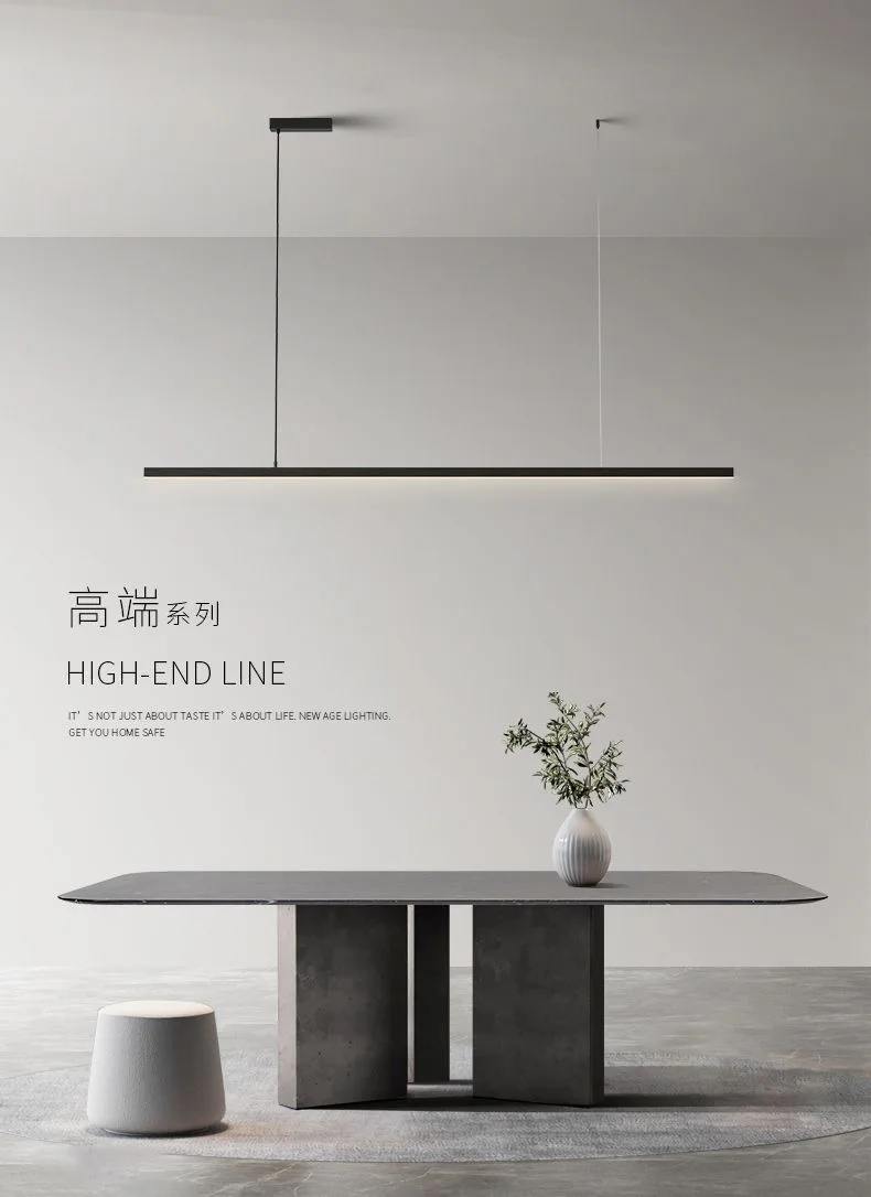 Minimalist restaurant chandelier modern simple and atmospheric Nordic designer long strip office dining table bar lamp