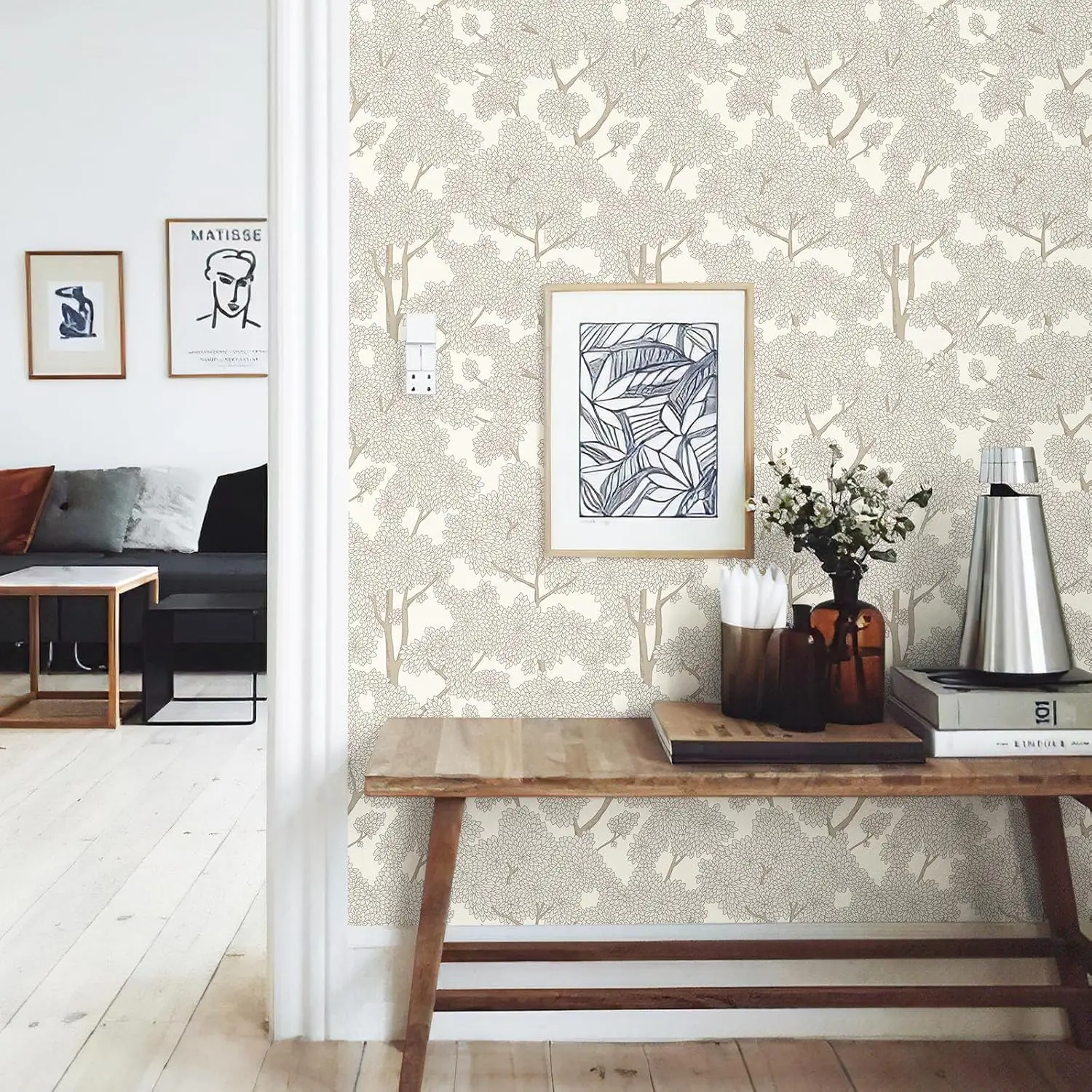 Tree Wallpaper Peel and Stick Vintage Forest Wall Mural Waterproof Removable Self Adhesive Wallpaper for Living Room Home Decor 