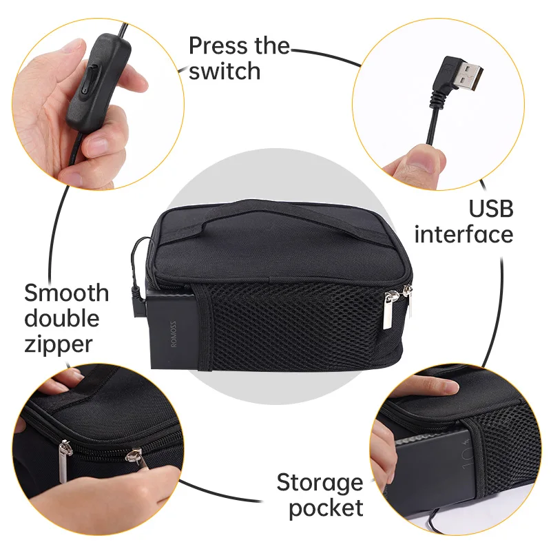USB-сумка для обеда с электрическим подогревом, подогреватель еды, контейнер, водонепроницаемый портативный электрический ланч-бокс для автомобиля, путешествия, кемпинга
