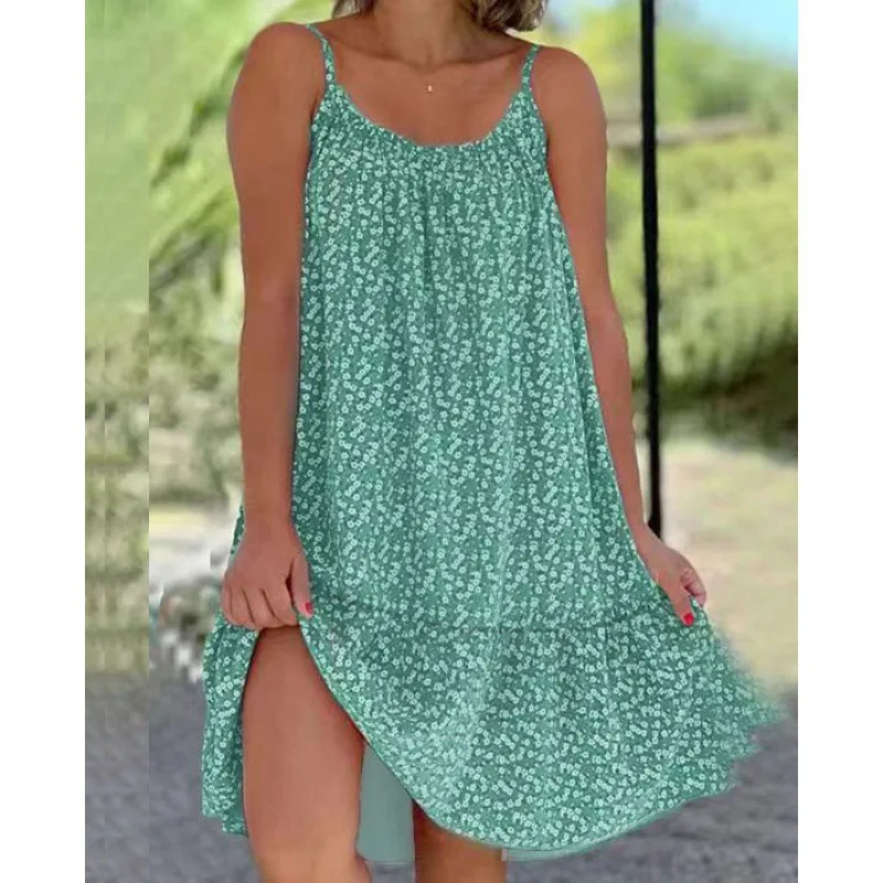 S-5XL2025 new Amazon independent station foreign trade pendulum floral suspender large size dress cw82300