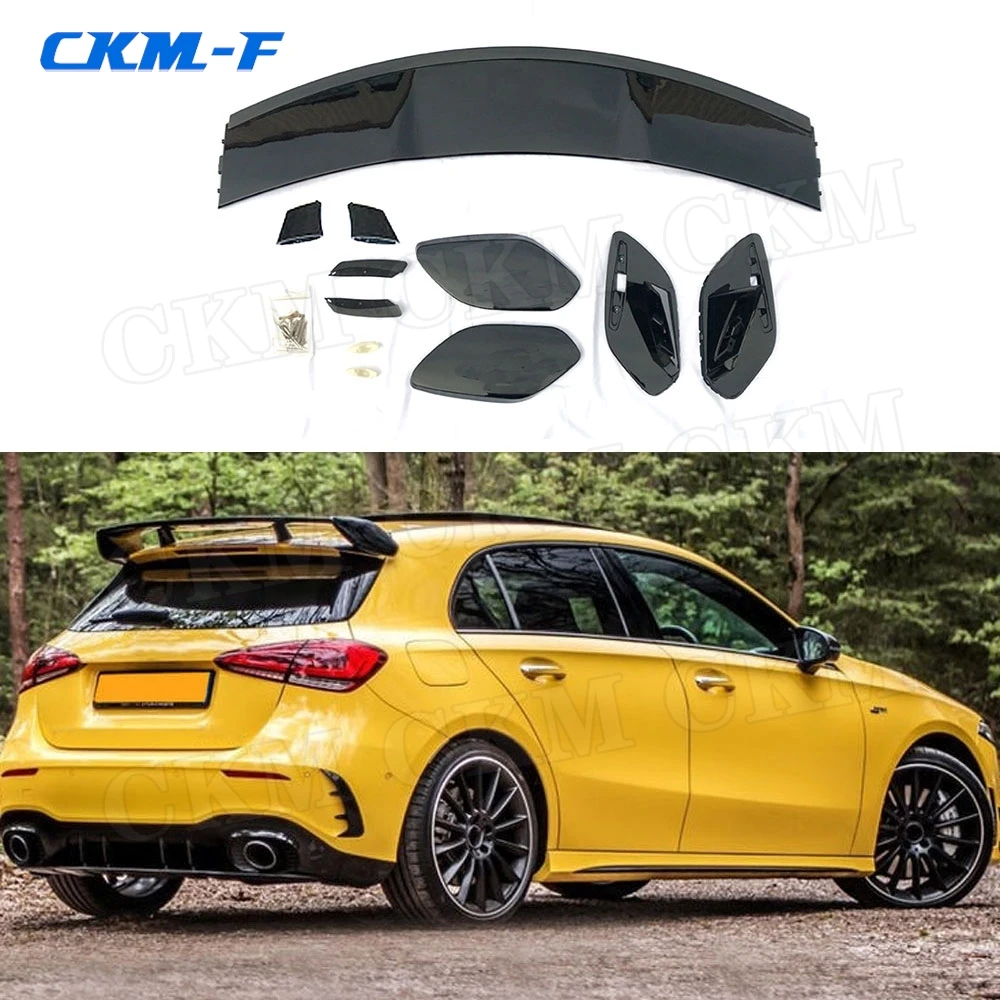 

Carbon Fiber Rear Roof Spoiler For Mercedes Benz A Class W177 A220 A250 A35 Hatchback Spoiler 2019 2020 ABS Glossy Black Wings