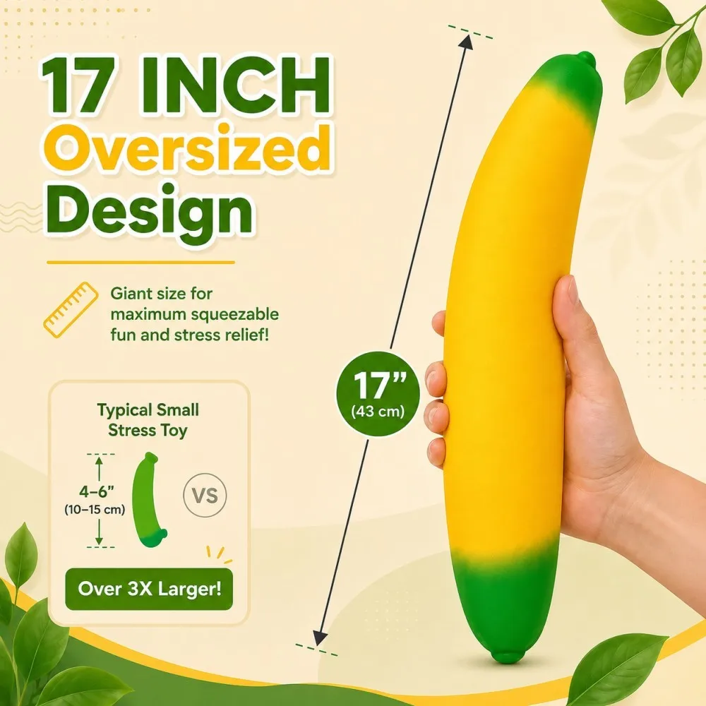 18cm Jumbo Squishy Bannana Giant Squeezing Stress Ball Slow Rebound Stress Relieving Gifts Home Desk Decor for Anxiety Relief