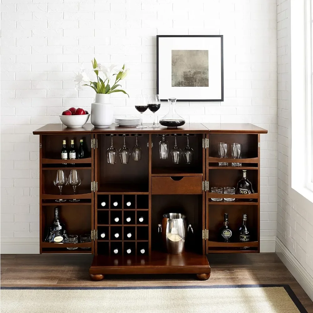 Alexandria Expandable Top Bar Cabinet - Vintage Mahogany