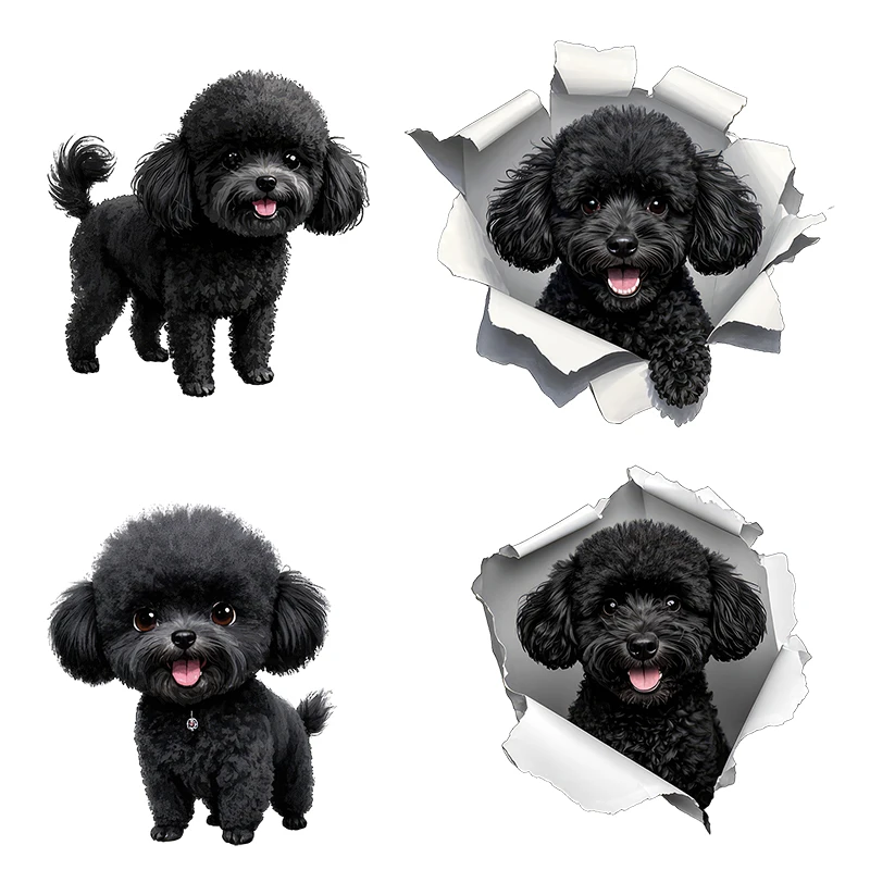 Three Ratels CG79 Cute black teddy dog animal wall sticker for home decoration, waterproof car body decal