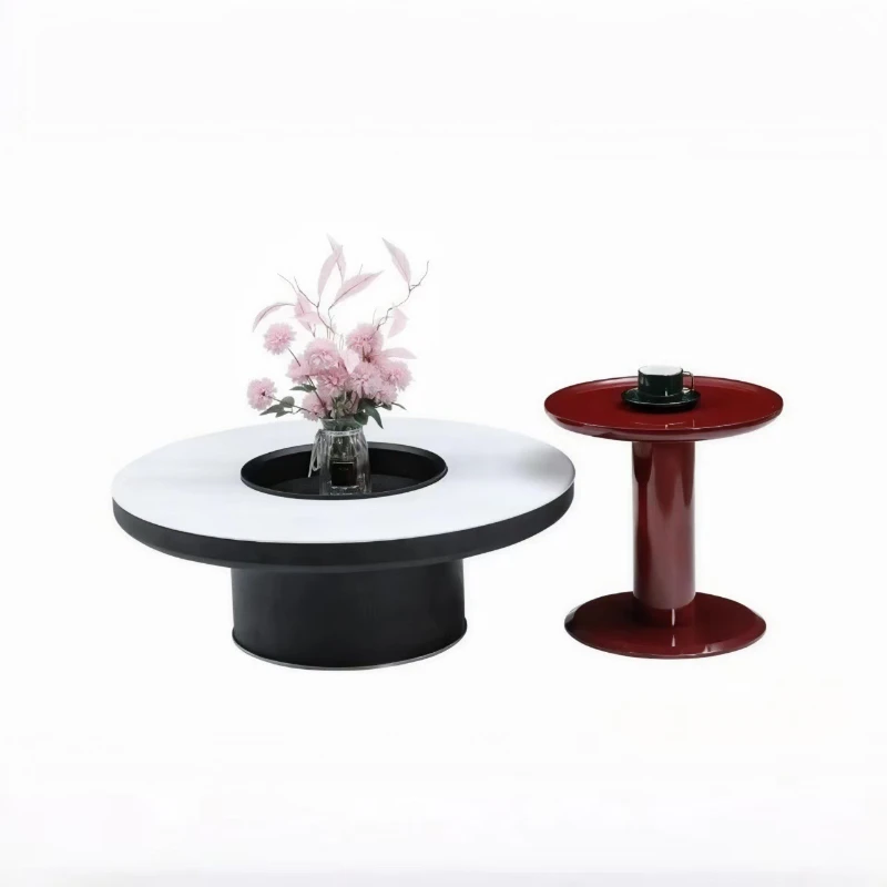 

Designer medieval Nordic special-shaped walnut-colored solid wood coffee table wabi wind home living room black small apartment