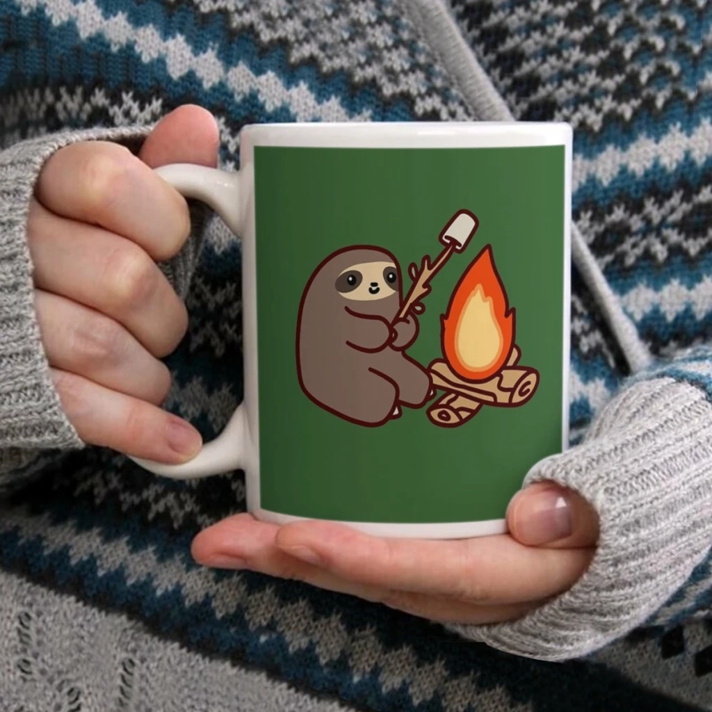 

Campfire SlothCoffee Mug Tea Cup 11oz Coffee Cup Funny Birthday Ceramic Mug Personalized Cup