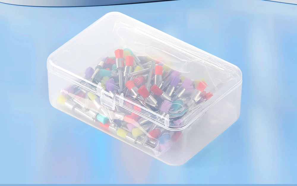 100 Stück/Box AZDENT Dental Nylon Polierbürsten Schüssel/flache Form Latch Typ (RA) Einmalgebrauch – Detail 13