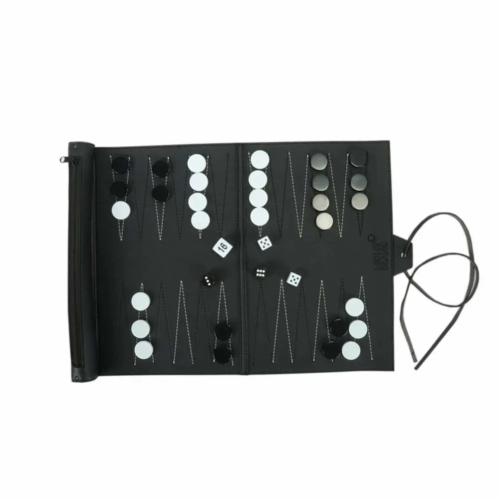 Draagbare PU-educatieve spellen Leer Vrijetijdsspel Kinderen Speelgoed Oprollen Backgammon Backgammon Set Schaakbord