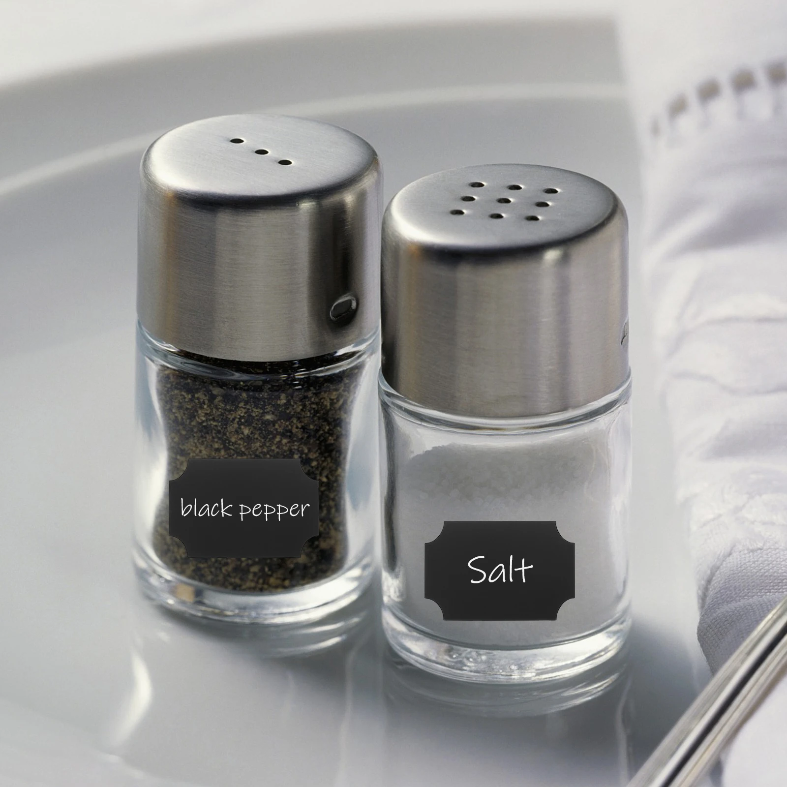 20 Sheets PVC Label Stickers Blackboard Design Self Adhesive Waterproof for Seasoning Bottle Labels Kitchen Storage Organization