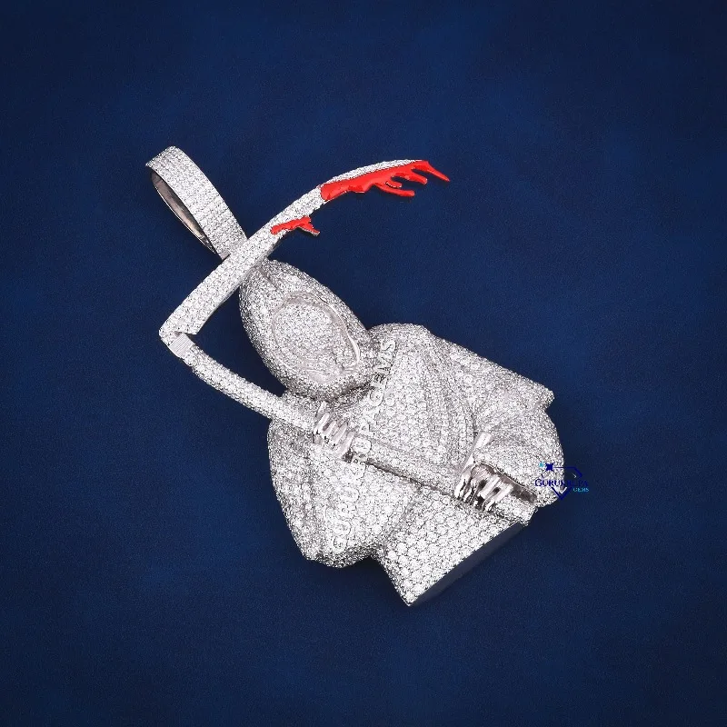 LYEE CYEE Custom Soul Collector Pendant. Iced-Out Grim Reaper with Blood-Red Detail. Your Fearless Statement. pendant