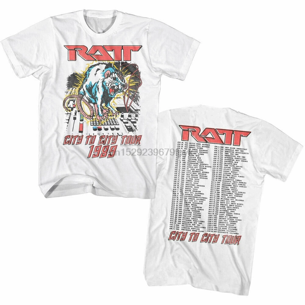 RATT City to City USA Tour 1989 Mens T Shirt Heavy Metal Band Live Dates