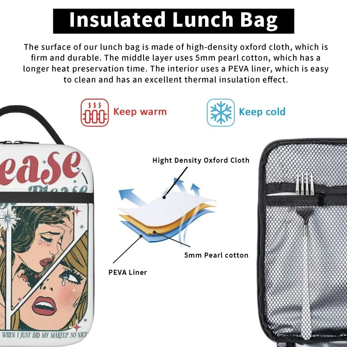 Insulated Lunch Bags Please Please Please Sabrina Carpenter Merch Storage Food Box Ins Style Thermal Cooler Lunch Box For Picnic