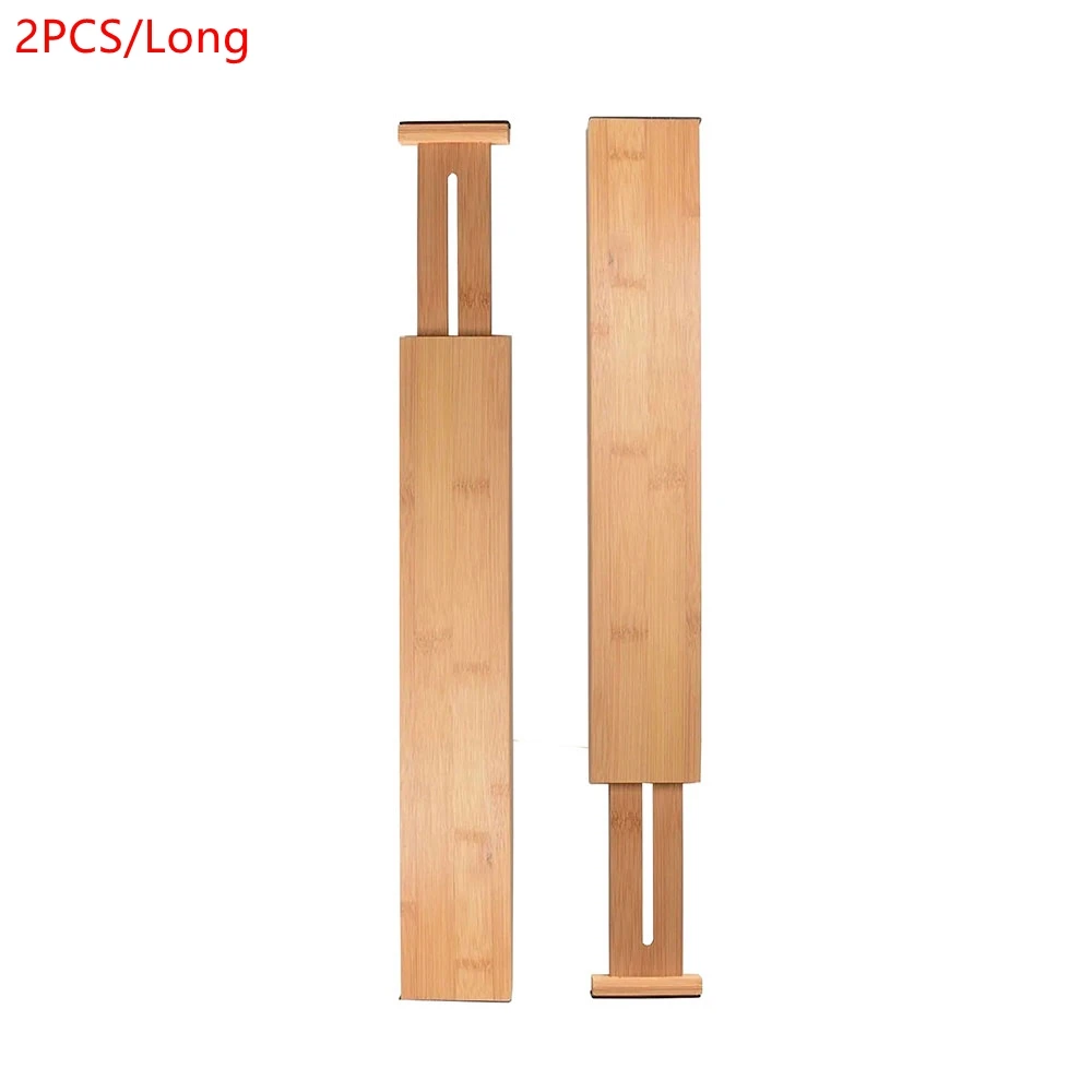 2/4PCS Bamboo Drawer Dividers Bedroom Kitchen Drawer Storage Adjustable Expandable Drawer Dividers For Cupboard Cabinet Wardrobe