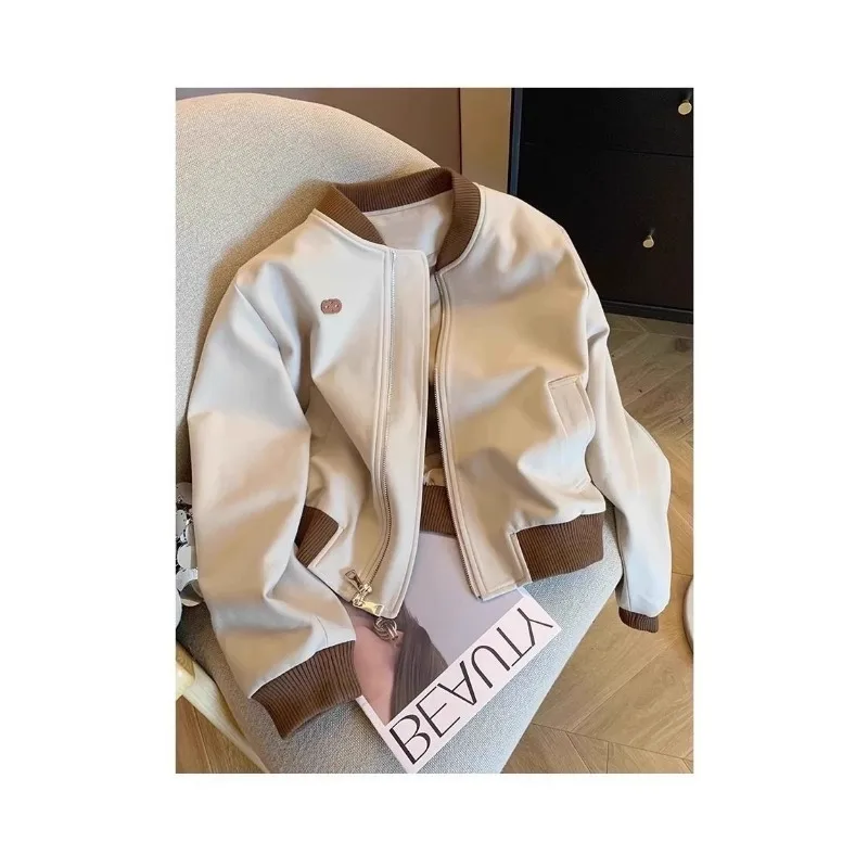 Baseball Spring and Autumn Jacket New Contrasted Color Casual Small Perfect Short Jacket Top