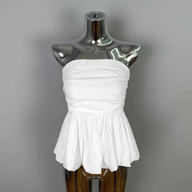 Bralette Sexy coréenne froncée, Style pur désir, épaules dénudées, couvrant la taille, Tube façonnant le corps, haut court pour femmes, K6M4