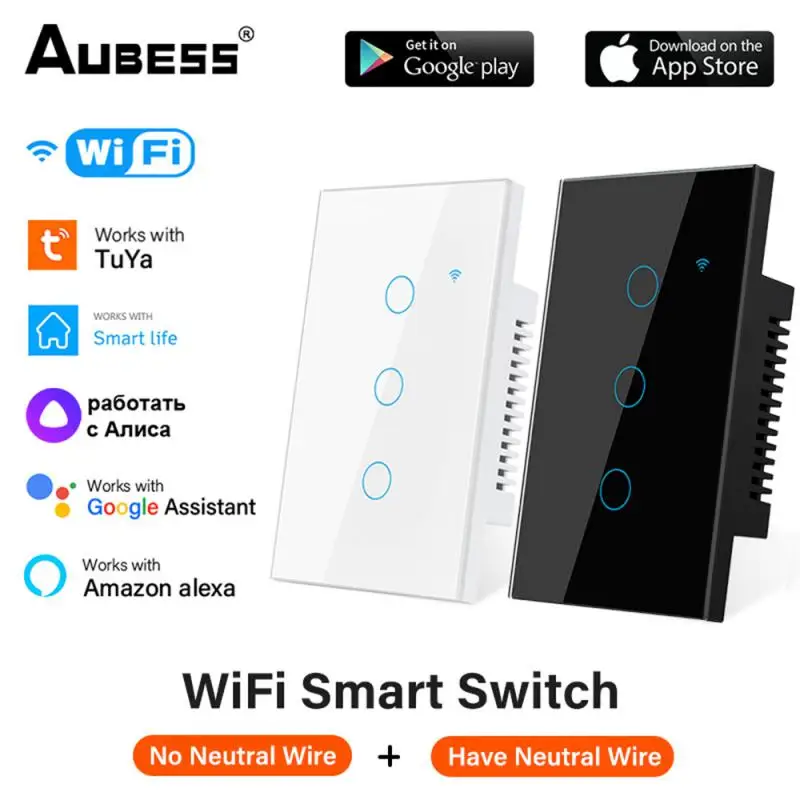 TUYA WiFi US Smart Touch Switch 1/2/3/4 Gang Universal Light Switch For Alexa Amazon And Google Home Assistant Smart Life Alice