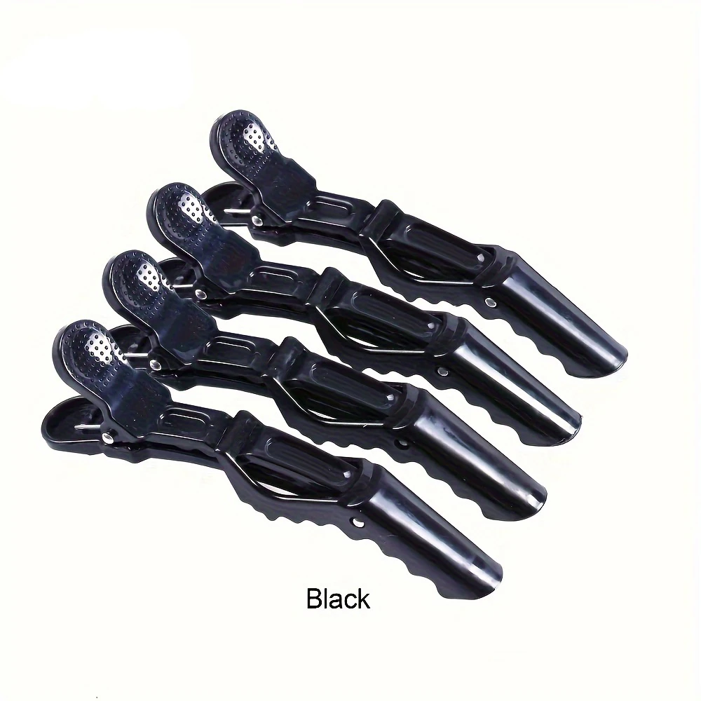 6 Packs Black Alligator Clip Beauty Hairdressing Clamp Shape Plastic Hair Claw Women'S Girls Styling Hair Clips Hair Accessories