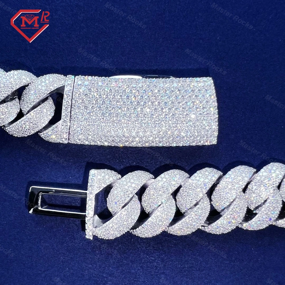 20mm Luxury Big Size Hiphop Miami Cuban Chain 925 Silver Vvs Moissanite Iced Out Cuban Link Chain