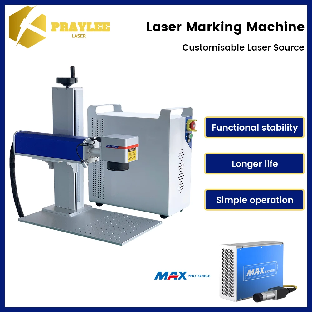 

Praylee Laser Marking Engraving Machine 20W 30W 50W Original Max Laser Source for Cutting Metal Plastic Glass Wood Jewellery