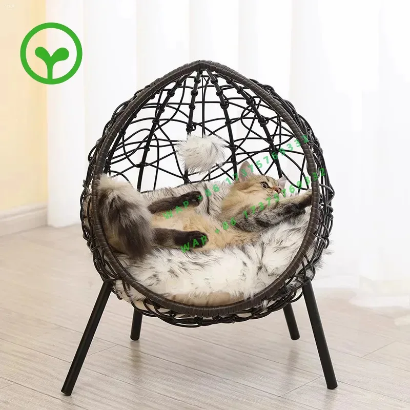 【2026】 Litter Rattan Four Seasons Universal Box Cradle Summer Hammock Semi-closed Pet Litter Cage Villa Doghouse