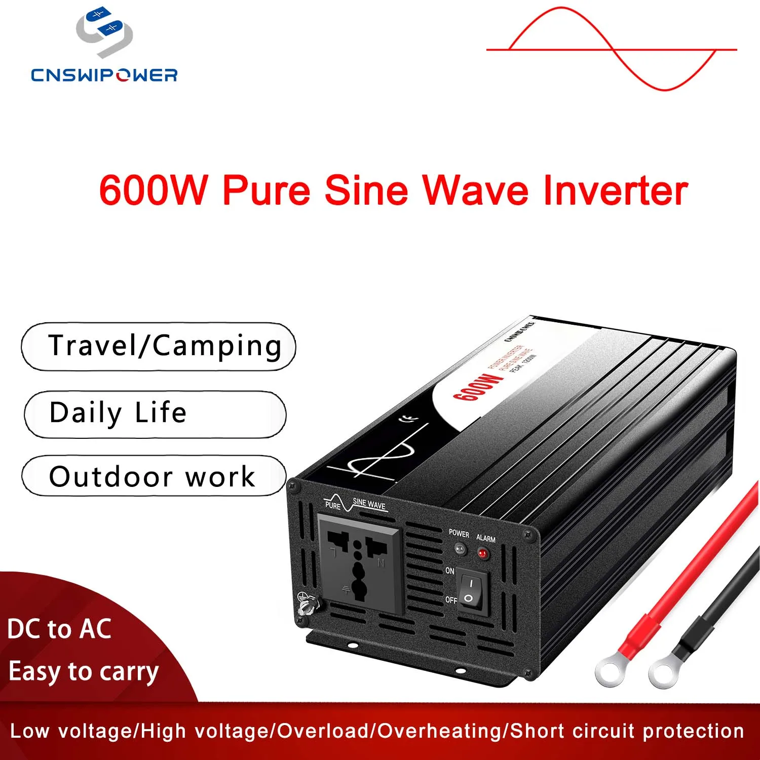 600W inverter DC 12v 24V 48V to AC 110V 220V pure sine wave solar power inverter