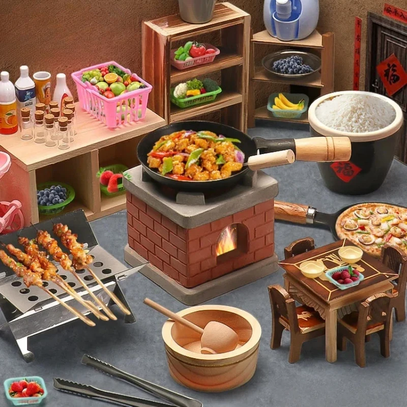 Mini Kitchen Real Cooking Complete Set for Children's Playhouse Real Edition Cooking Kitchenware