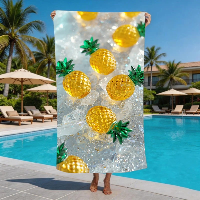 Golden Pineapple Ice Cube Beach Towel Pool Party Beach Quick Drying Bath Towel