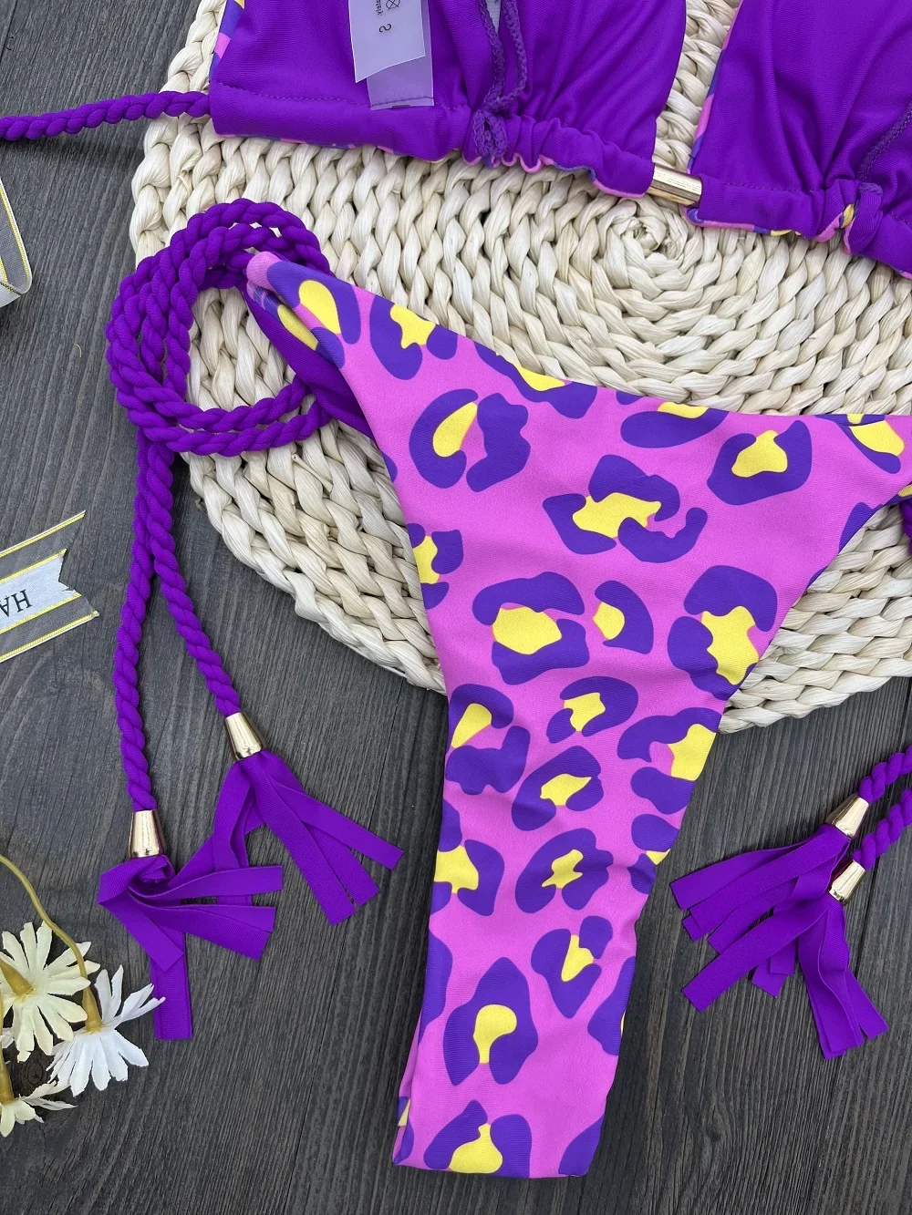 مثير ليوبارد طباعة مجموعة البكيني ملابس السباحة النسائية للإناث Biquini قطعتين بحر 2023 جديد ثوب السباحة