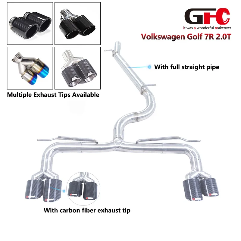 

Выхлопная система Cat-Back с прямыми трубами и четырьмя нерезонирующими насадками для VW Golf 7R 2.0T, высокопроизводительная.