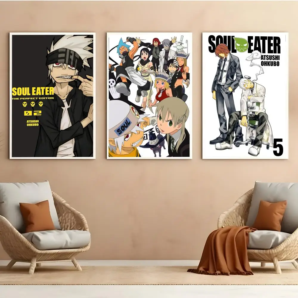 Classic Anime Soul Eater Poster HD PVC Wall Art - Waterproof Self Adhesive Mildew Resistant For Home Office Bar